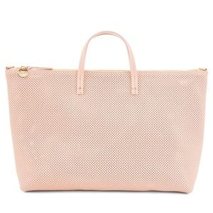 CLARE V. Vivier Attaché Blush Pink Perforated Tote